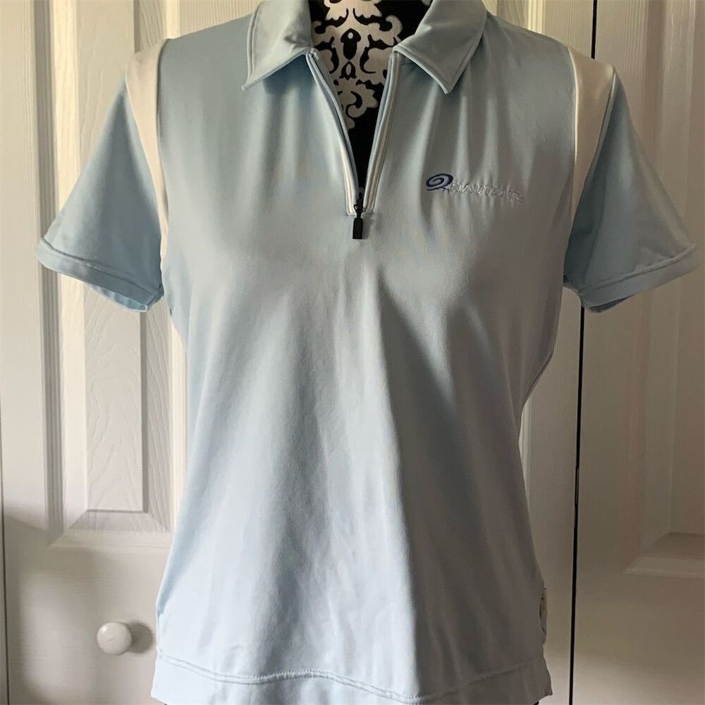 North‎ End Sport Women's Blue Polo Shirt M Short Sleeve Half-Zip